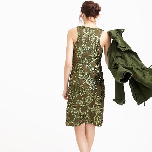 J. Crew Iridescent Sequin Dress in Forest Green - Picture 2 of 8